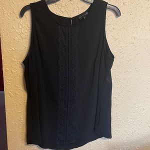 Sleeveless Black Top With Lace Down the Front